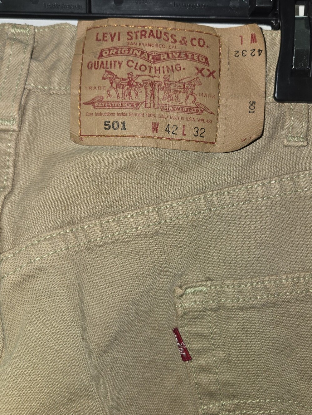 Mens Vintage 2000s Levis 501 Denim Jeans 42 X 32 Beige